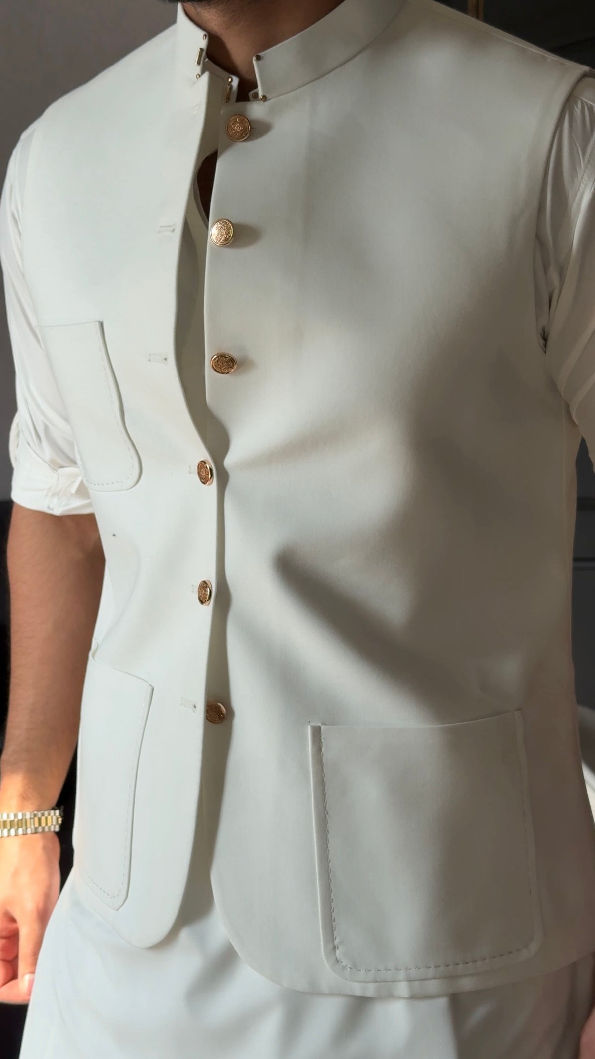 Sahib Signature White Waistcoat & Kameez Shalwar Set