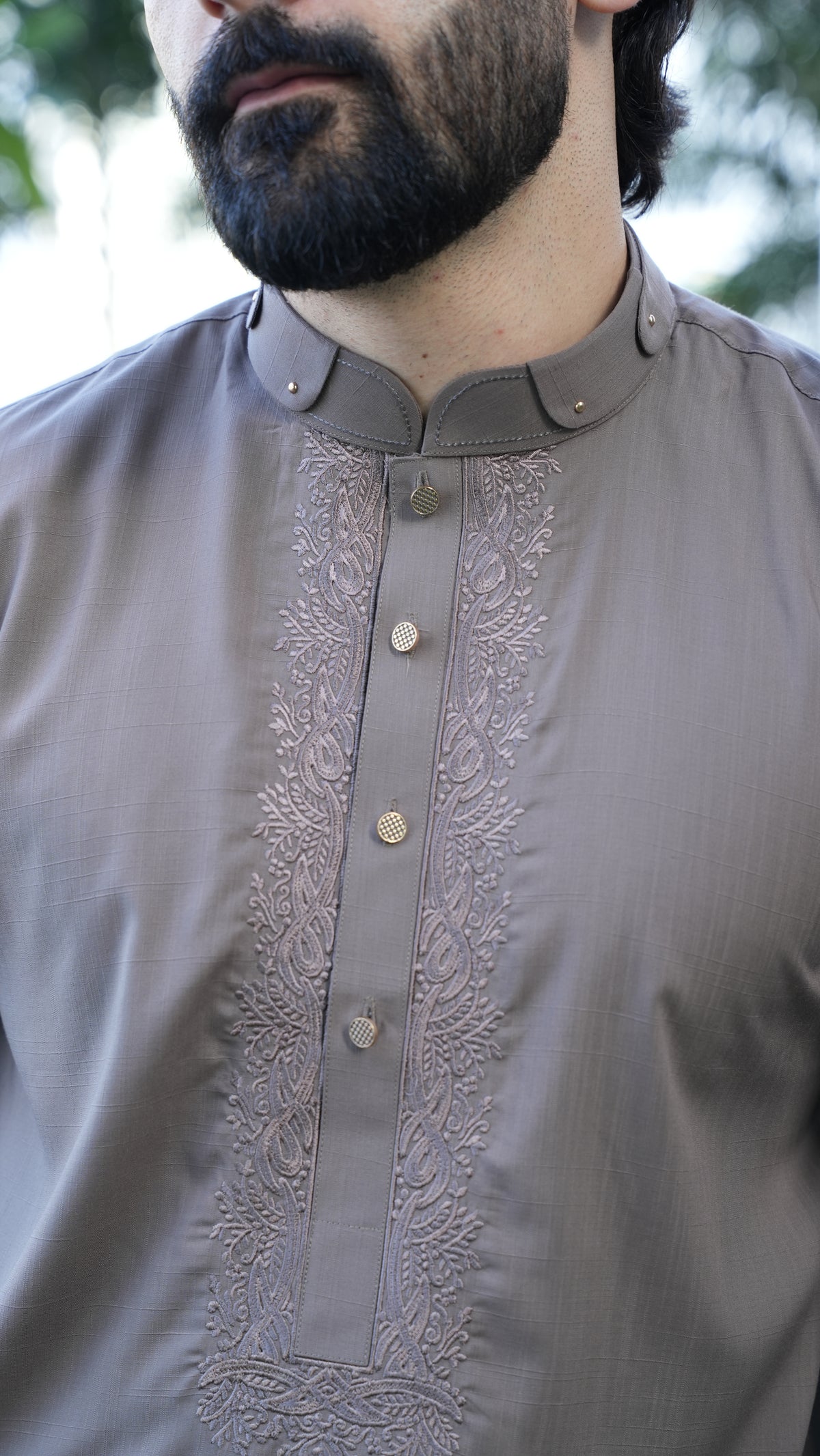 Cocoa Taupe Luxury Embroidered Kurta Trouser