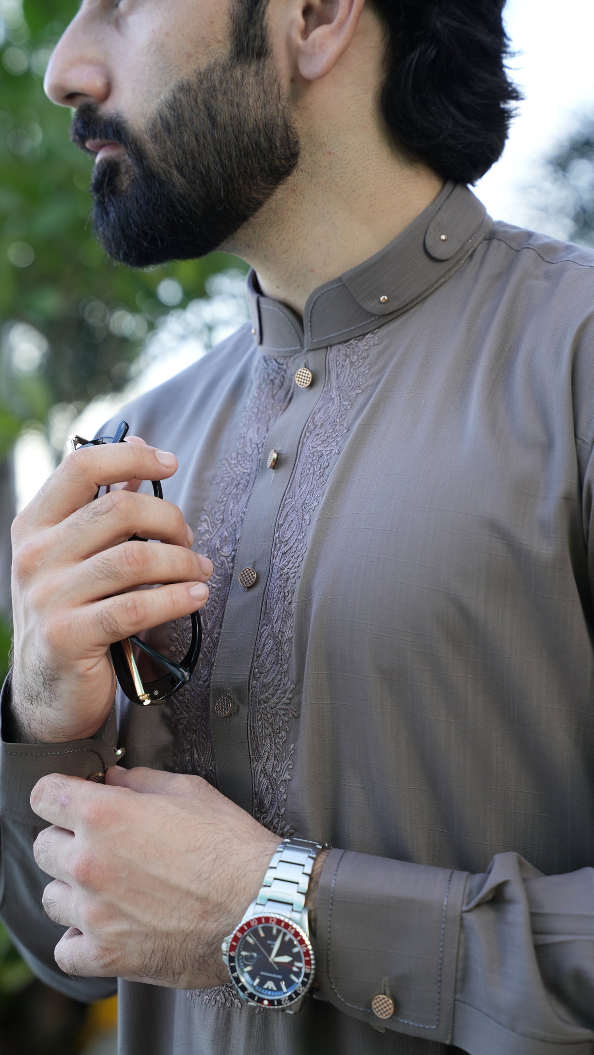 Cocoa Taupe Luxury Embroidered Kurta Trouser