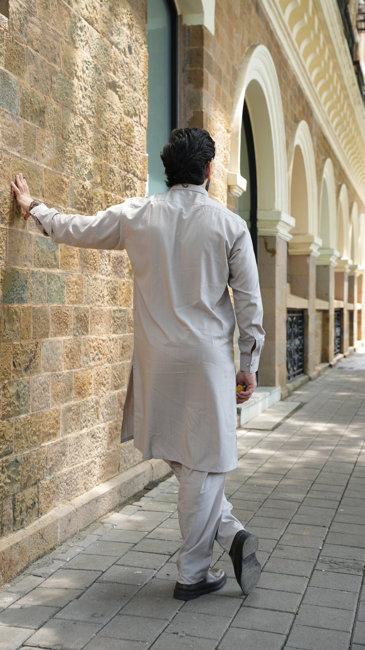 Pearl Grey Luxury Embroidered Kurta Trouser