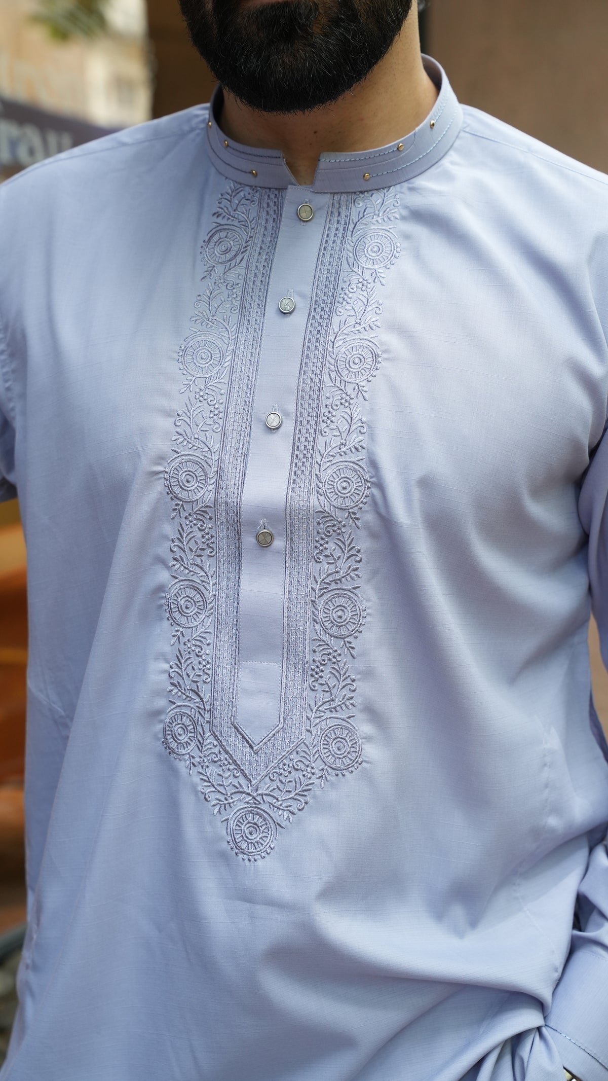 Misty Blue Luxury Embroidered Kurta Trouser