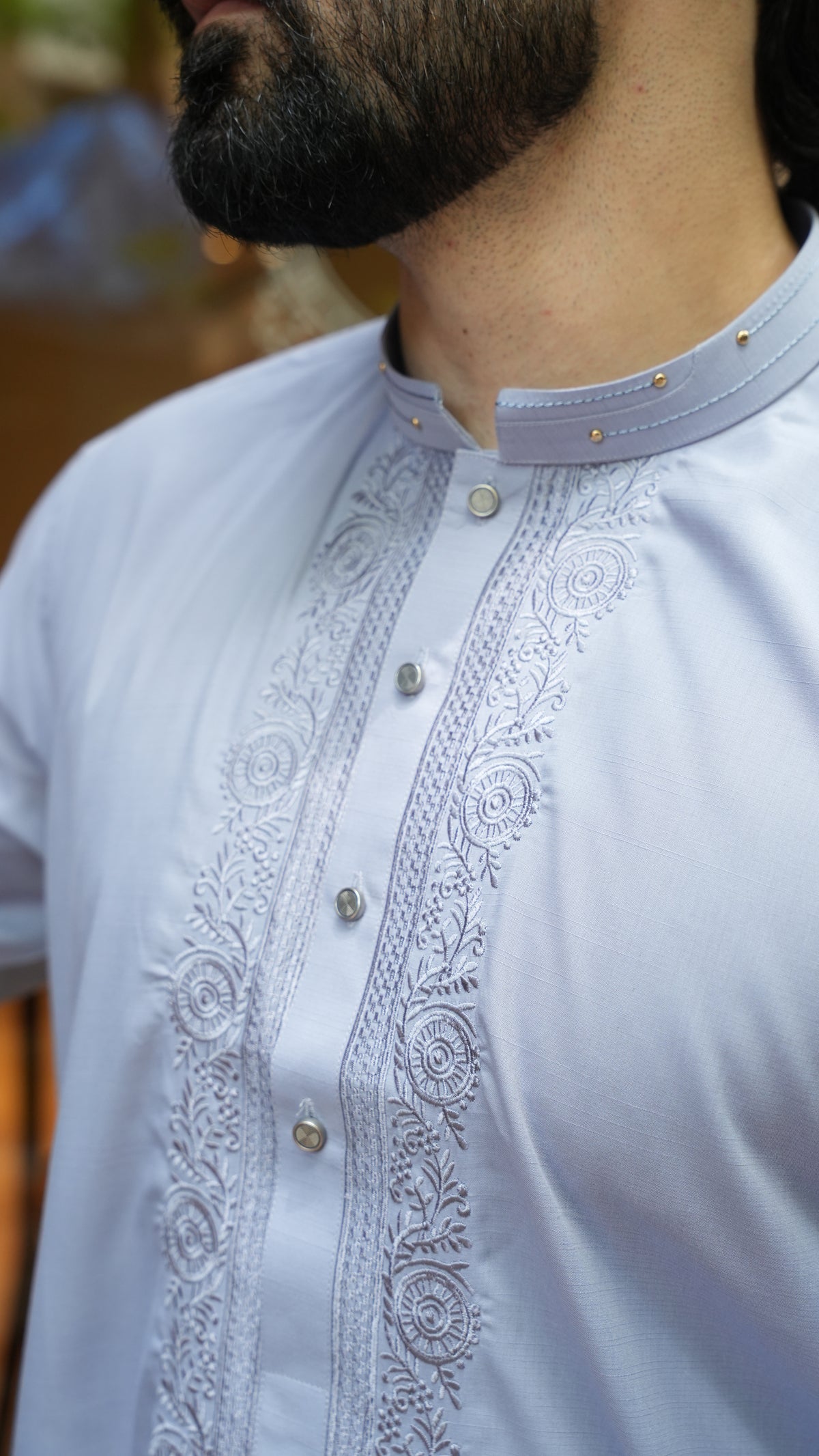 Misty Blue Luxury Embroidered Kurta Trouser