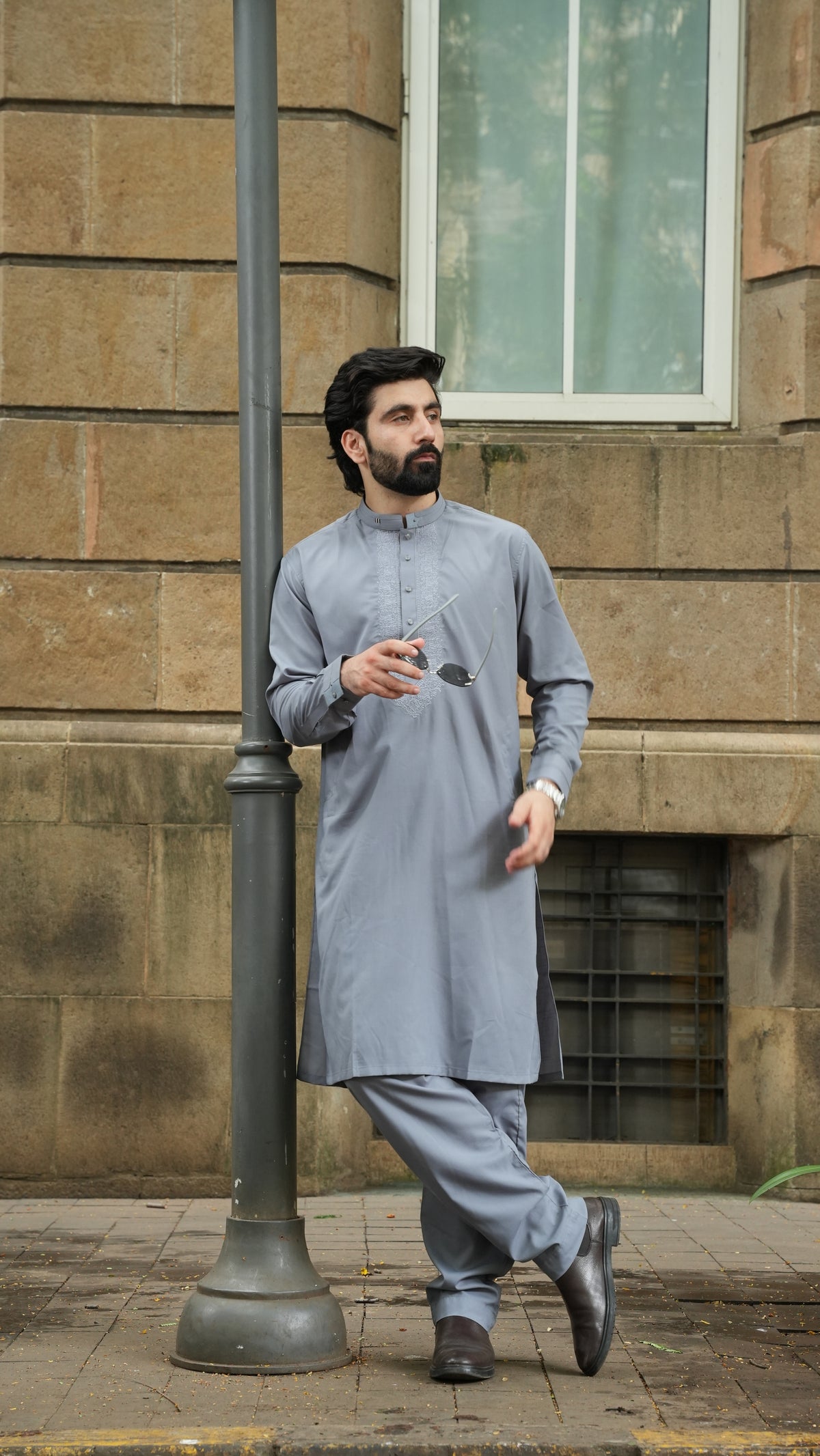 Grey Luxury Embroidered Kurta Trouser