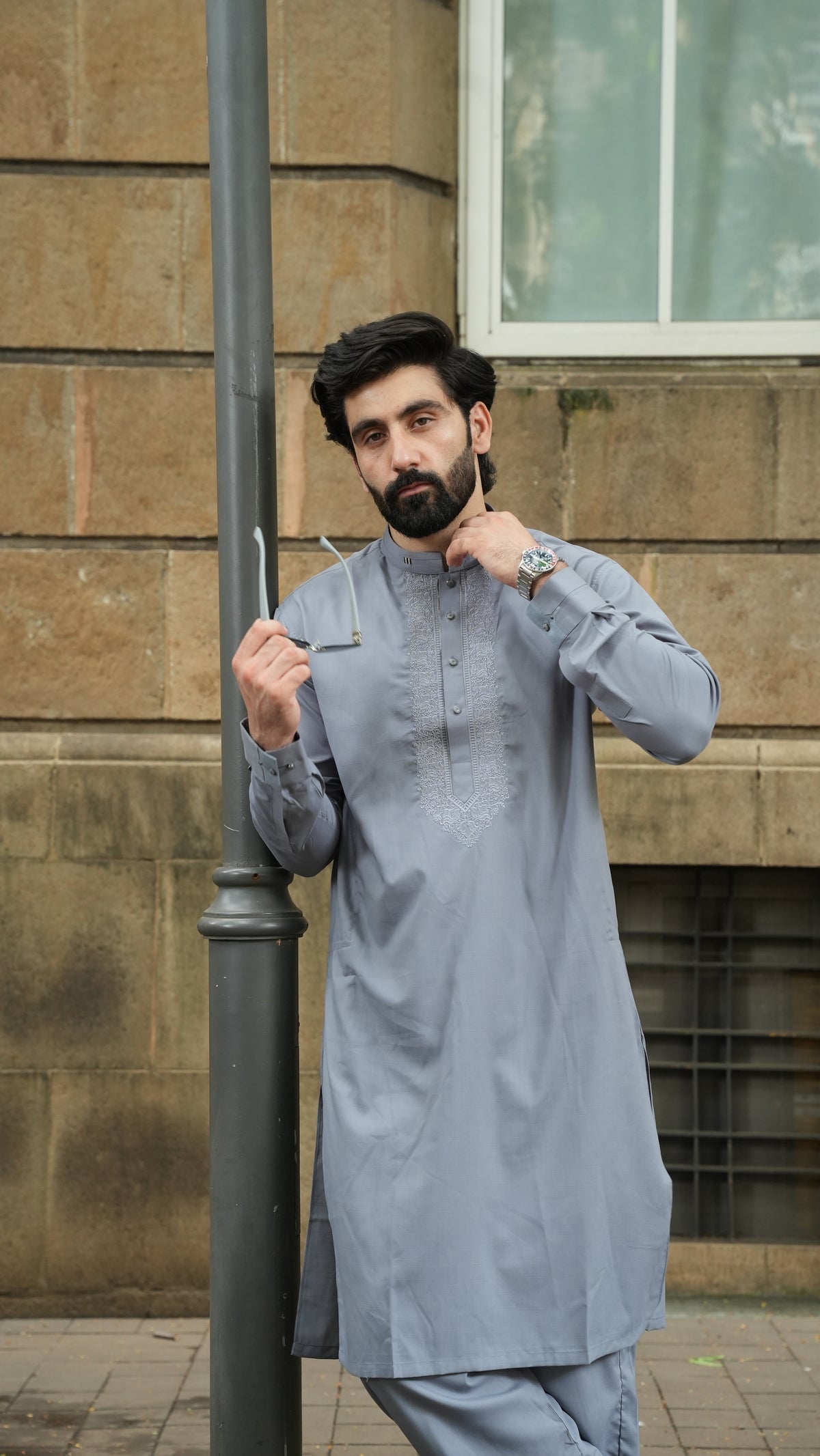 Grey Luxury Embroidered Kurta Trouser