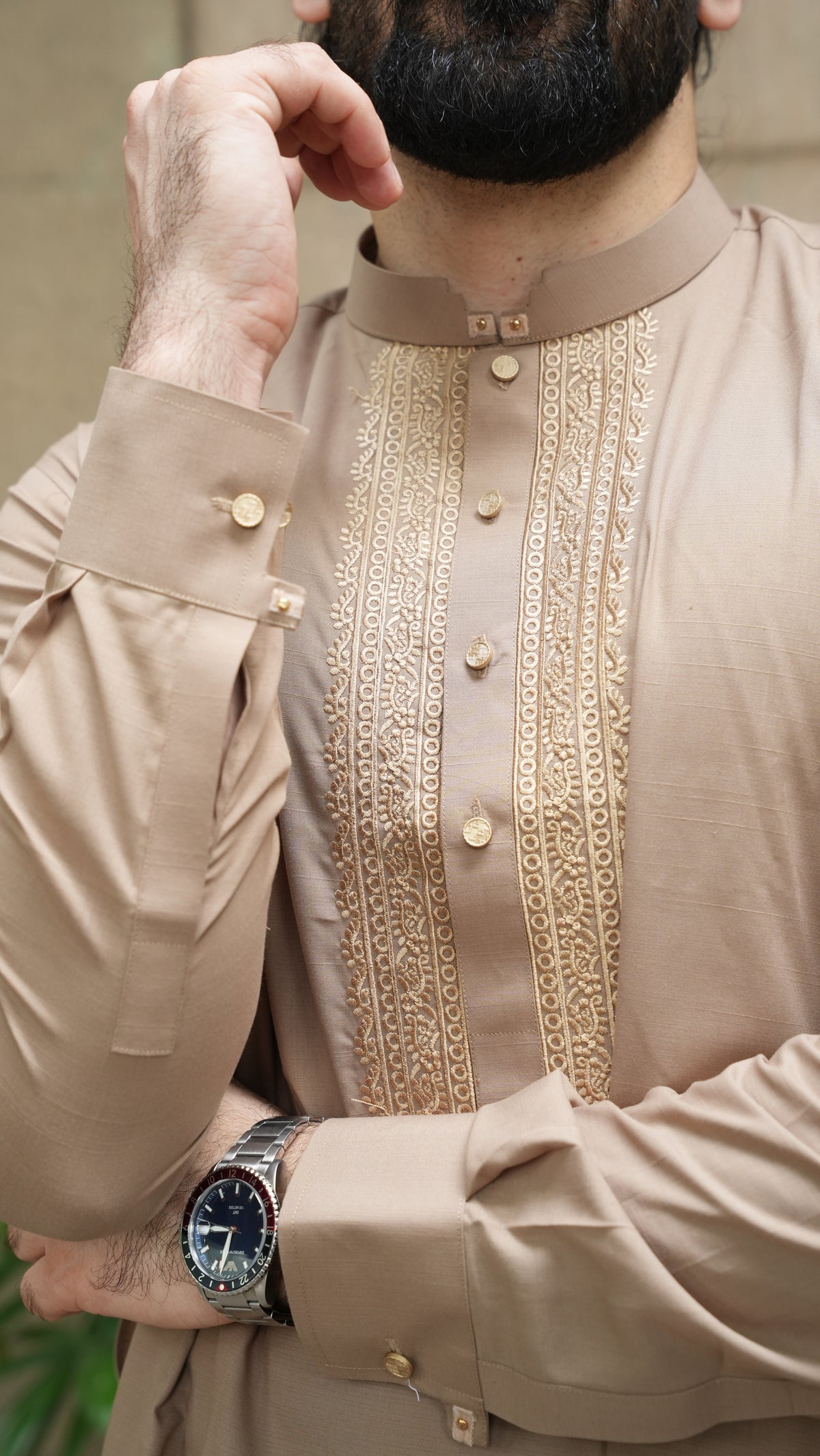 Camel Luxury Embroidered Kurta Trouser