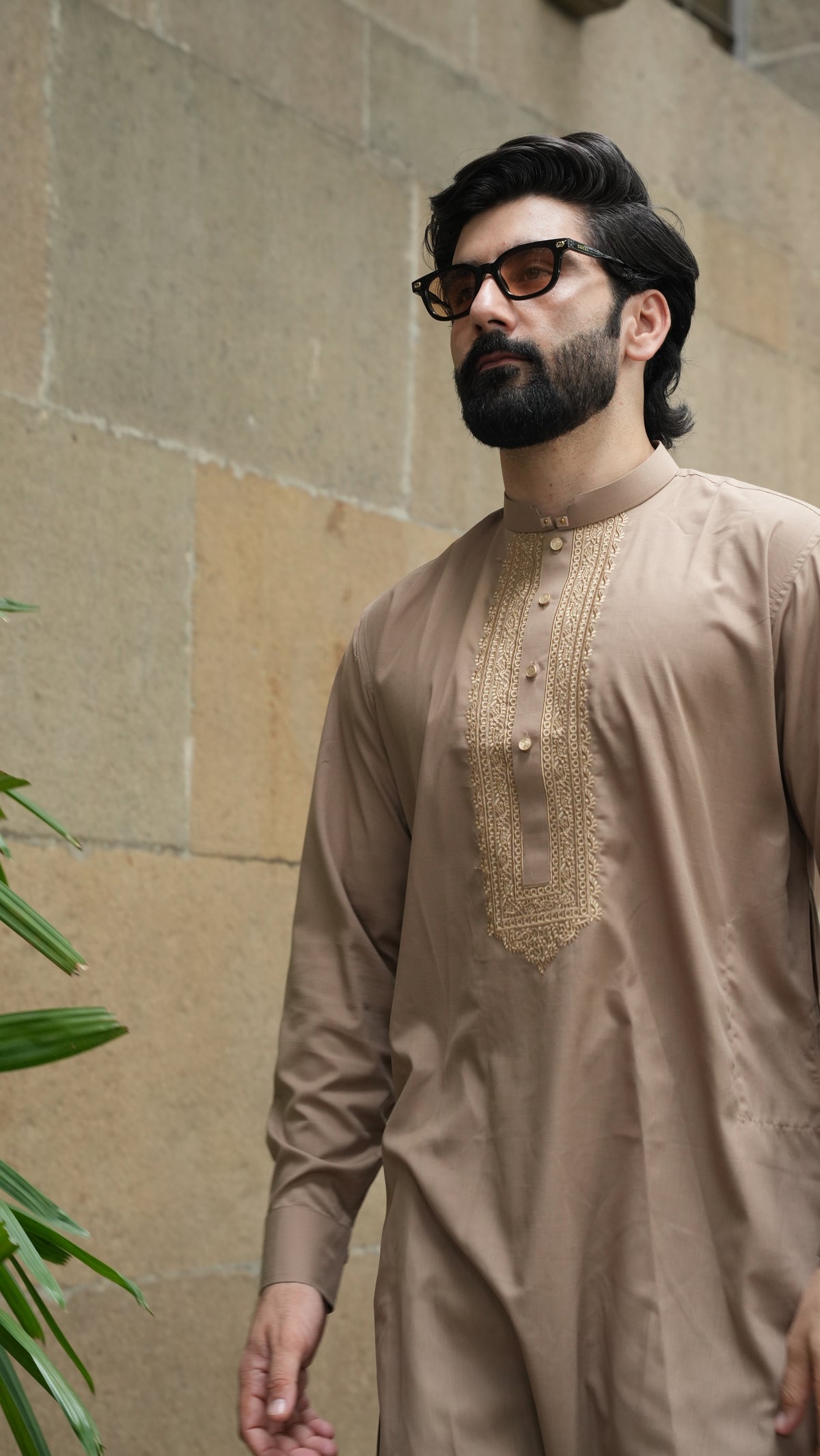 Camel Luxury Embroidered Kurta Trouser