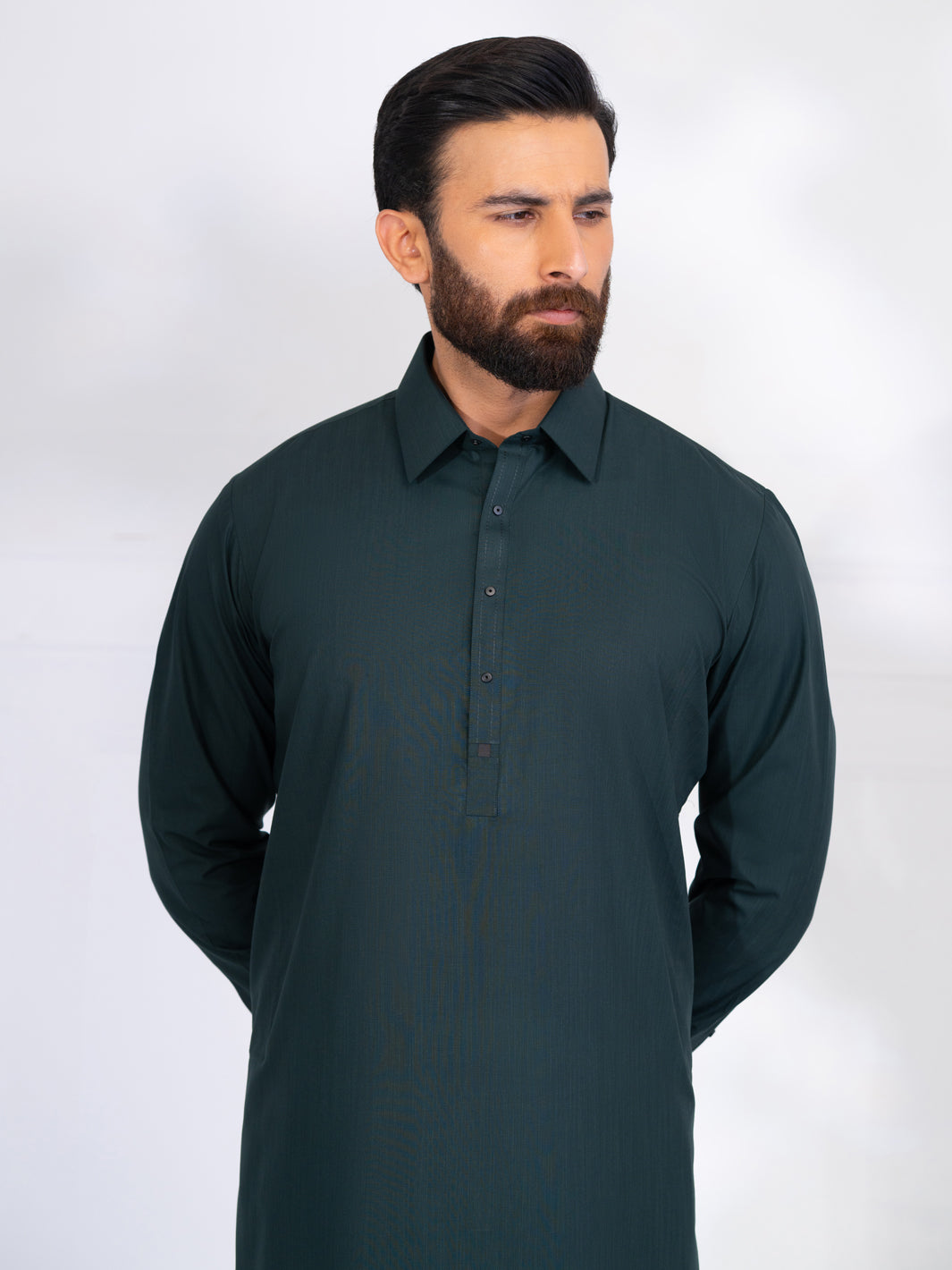 Wasim Akram Green Blended Kameez Shalwar