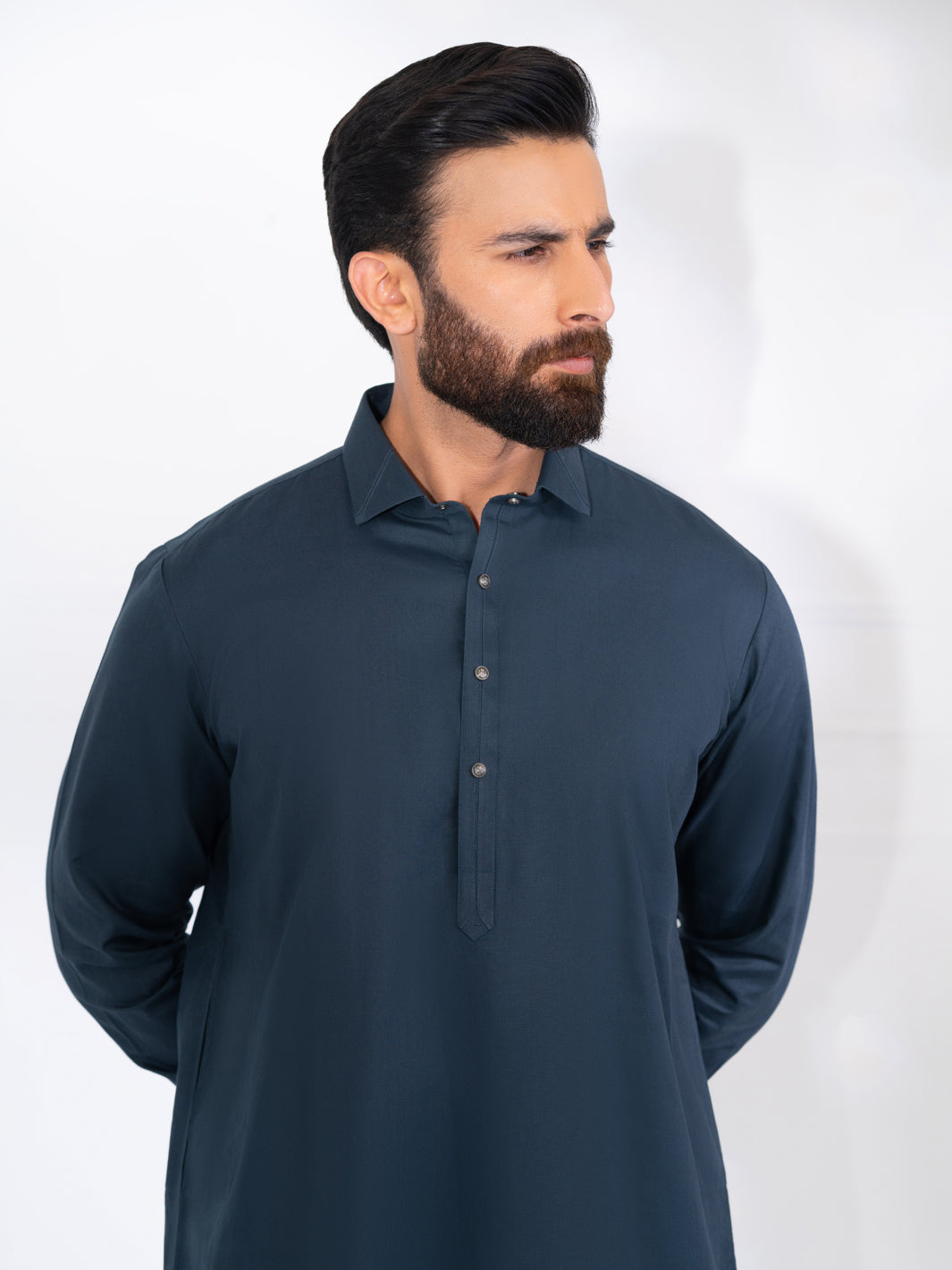 Wasim Akram Teal Blended Kameez Shalwar