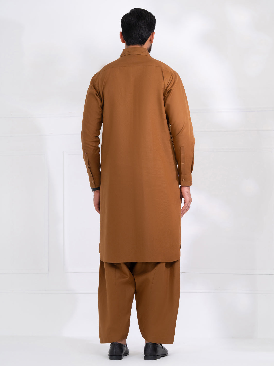 Wasim Akram Brown Blended Kameez Shalwar
