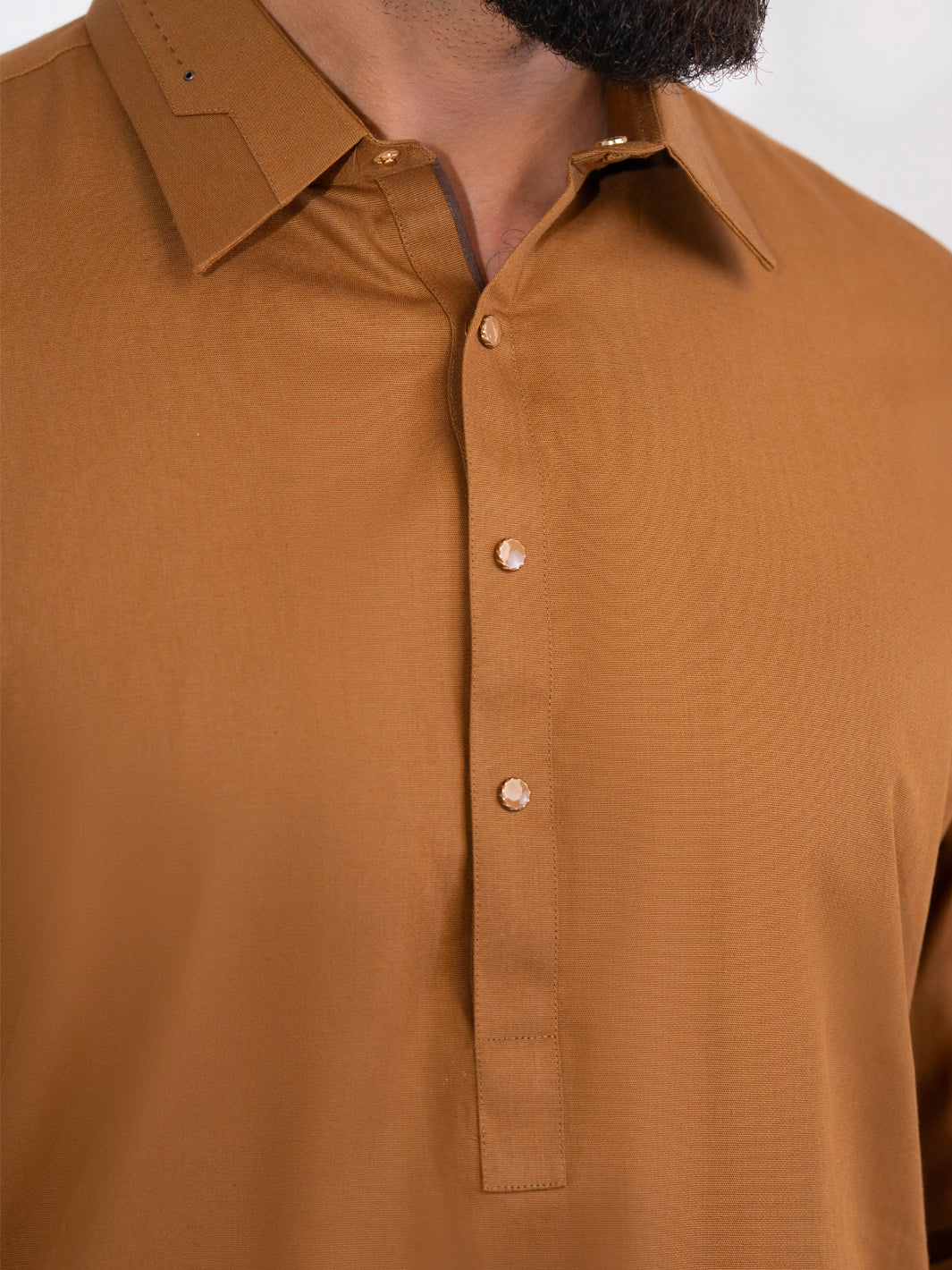 Wasim Akram Brown Blended Kameez Shalwar