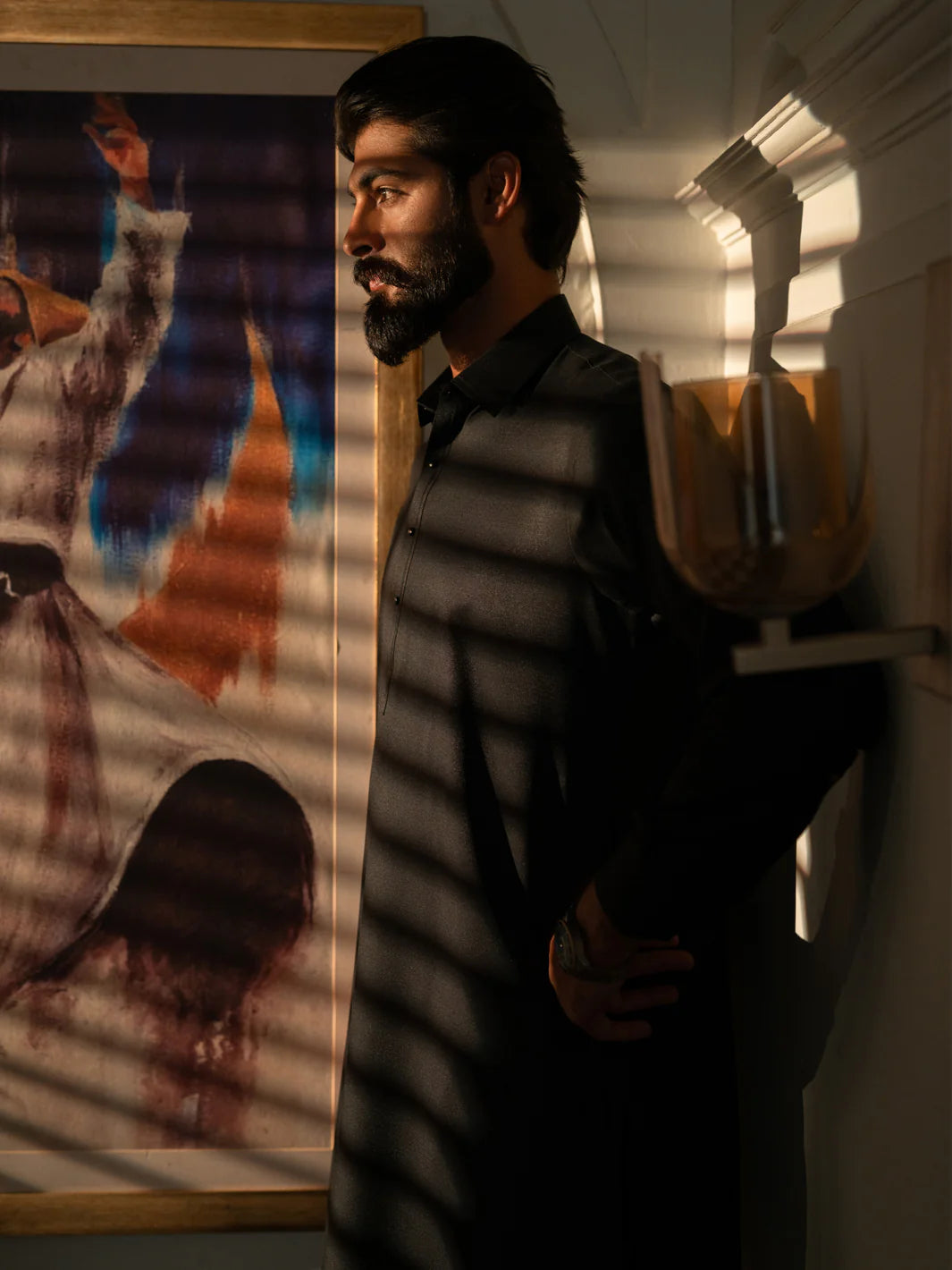 Wasim Akram Black Limited Edition Blended Kameez Shalwar