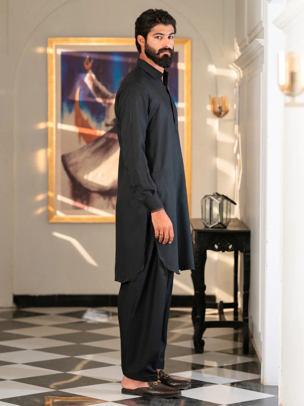 Wasim Akram Black Limited Edition Blended Kameez Shalwar