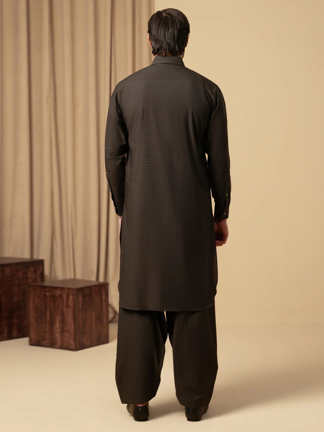 Wasim Akram Dark Brown Luxury Fine Cotton Kameez Shalwar