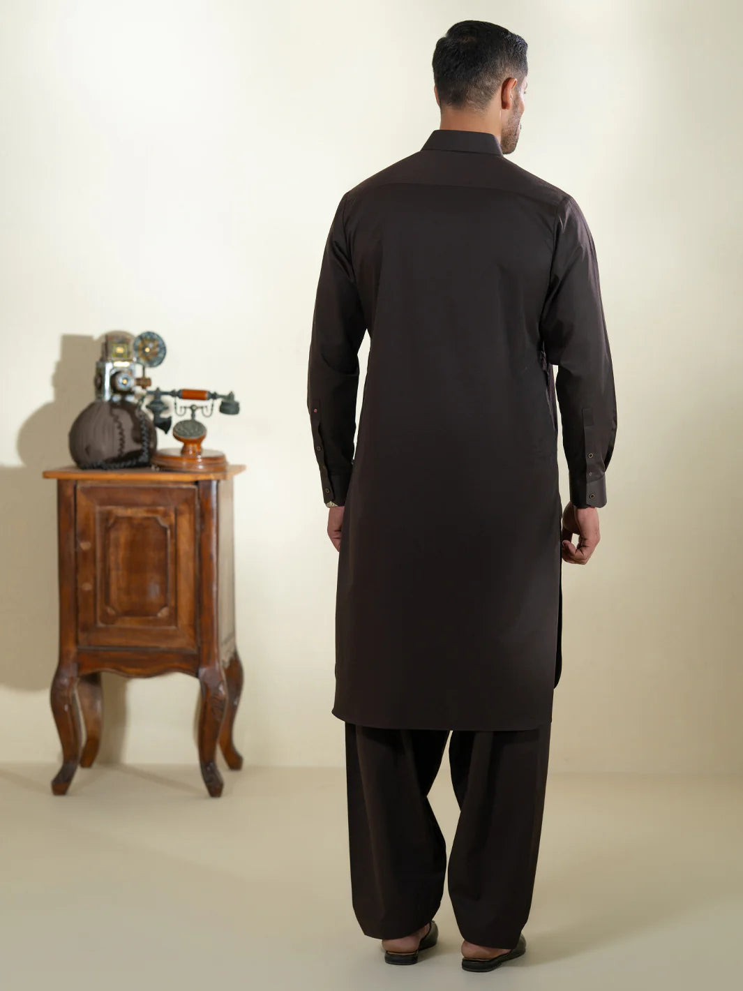 Wasim Akram Intense Brown Blended Kameez Shalwar