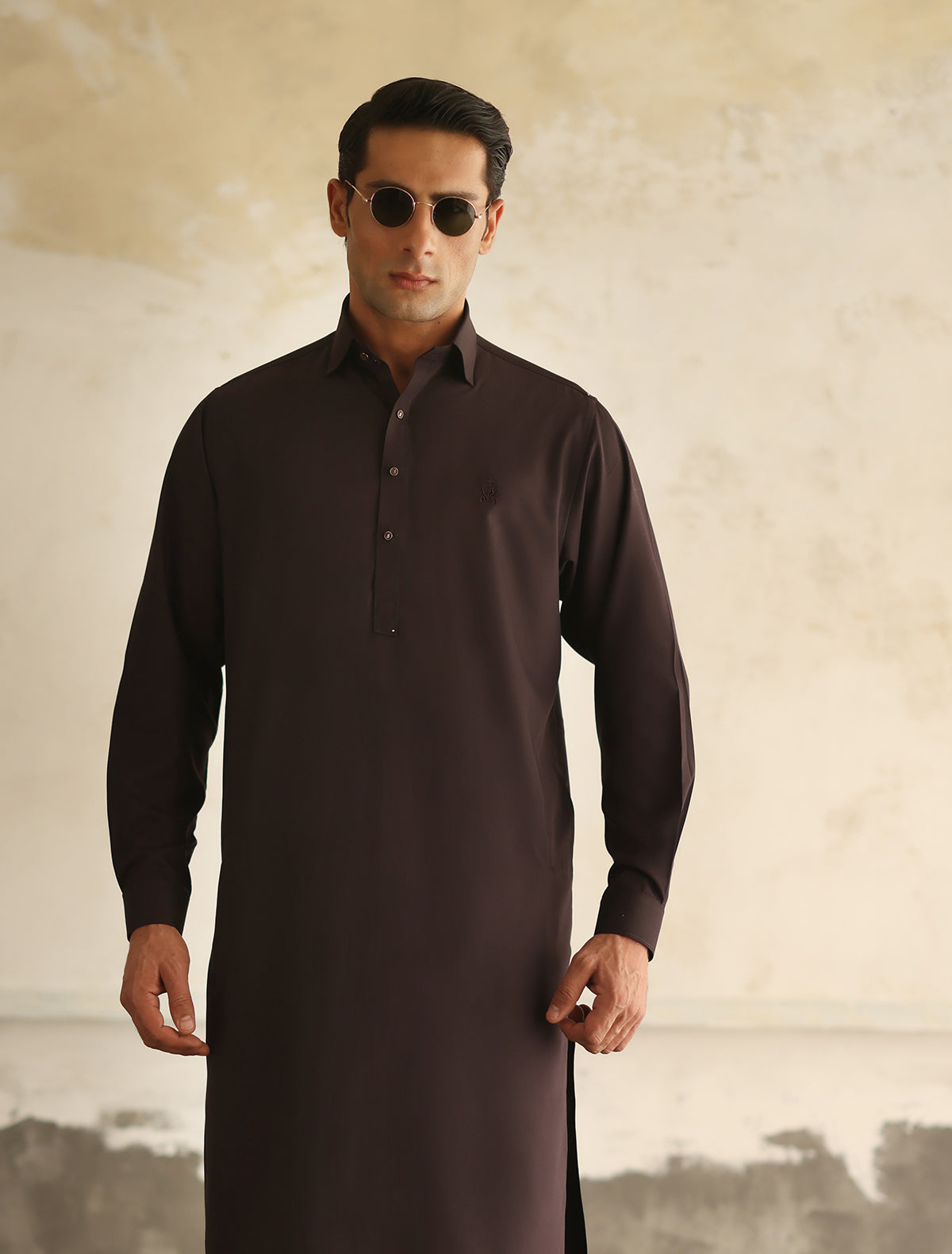 Burgundy Twill Kameez Shalwar (SHK2462)