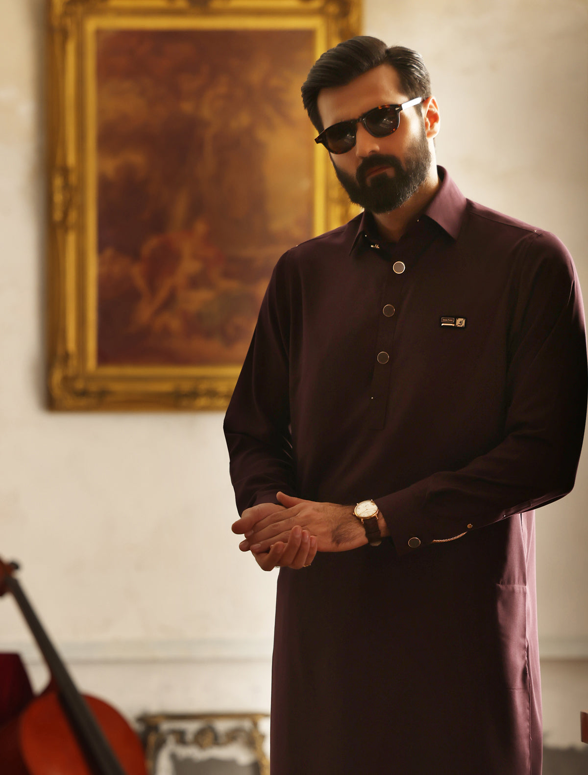 Maroon Gold Detailed - Limited Edition Kameez Shalwar (SHK2469)