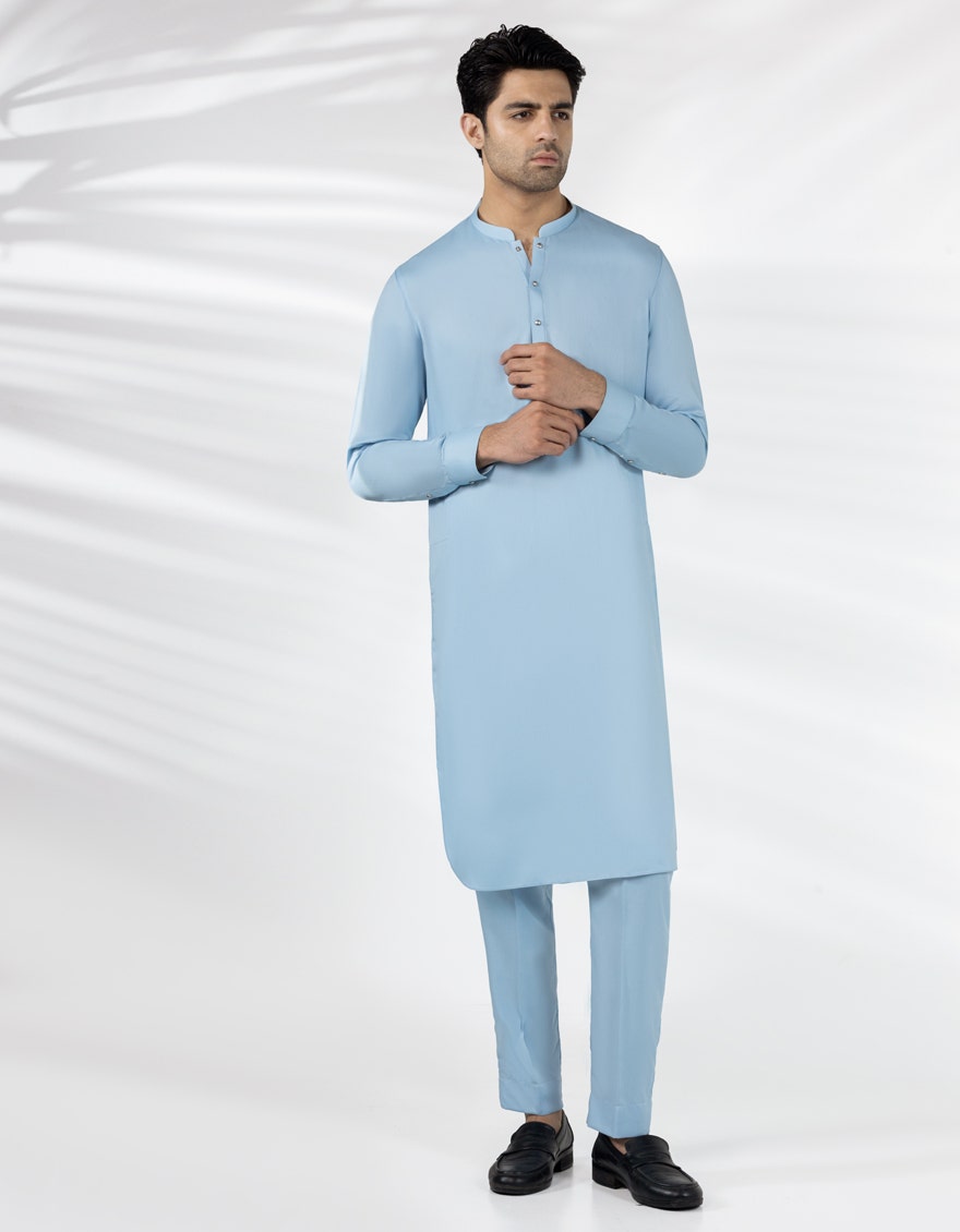 Sky Blue Premium Blended Kurta Trouser