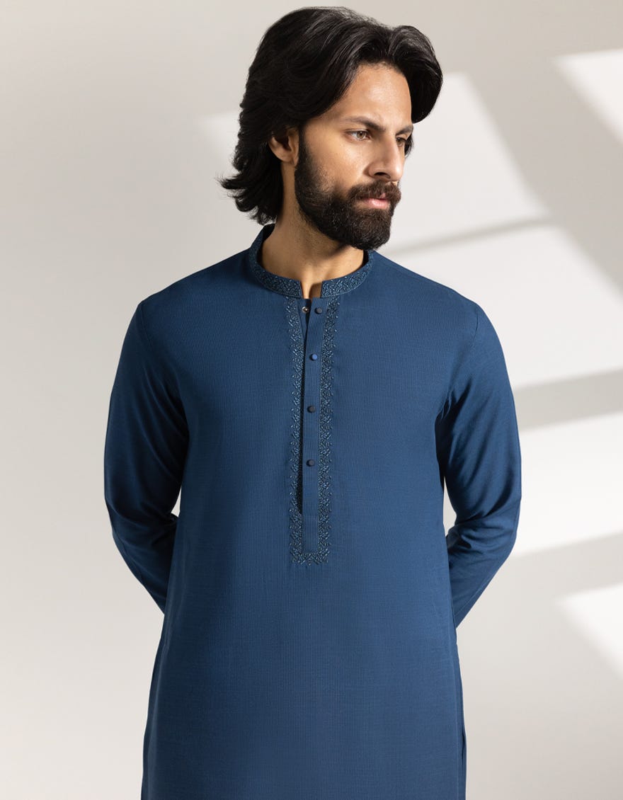 Blue Limited Edition Embroidered Kameez Shalwar