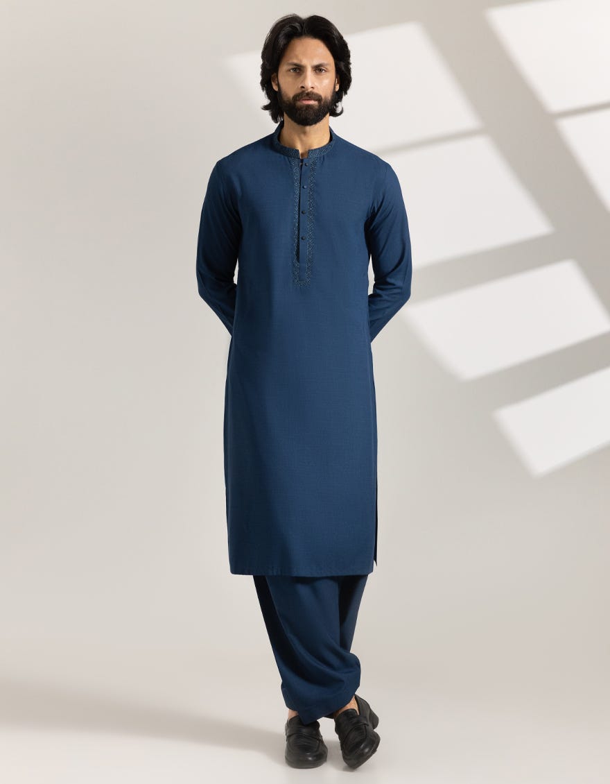 Blue Limited Edition Embroidered Kameez Shalwar