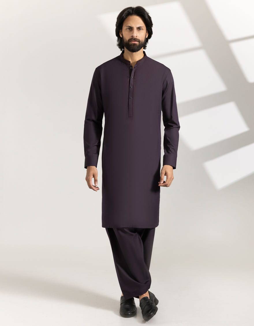 Dark Purple Limited Edition Embroidered Kameez Shalwar