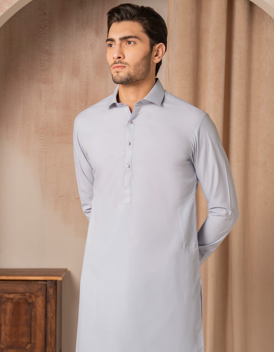 Sky Blue Blended Kameez Shalwar