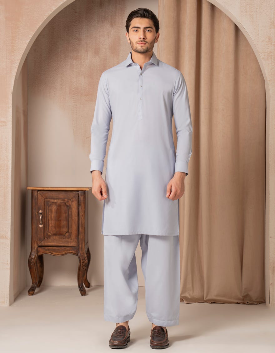 Sky Blue Blended Kameez Shalwar