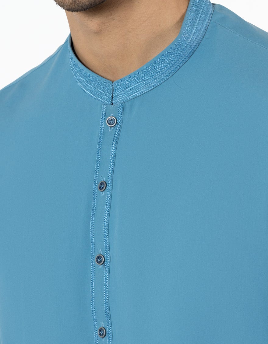 Light Blue Embroidered Blended Kameez Shalwar