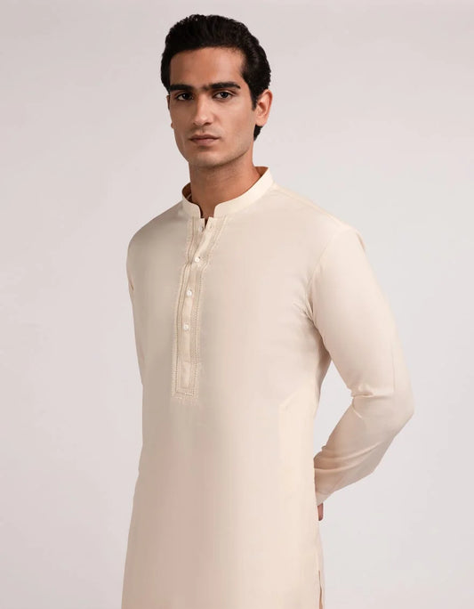 Fawn Premium Blended Embroidered Kurta Trouser