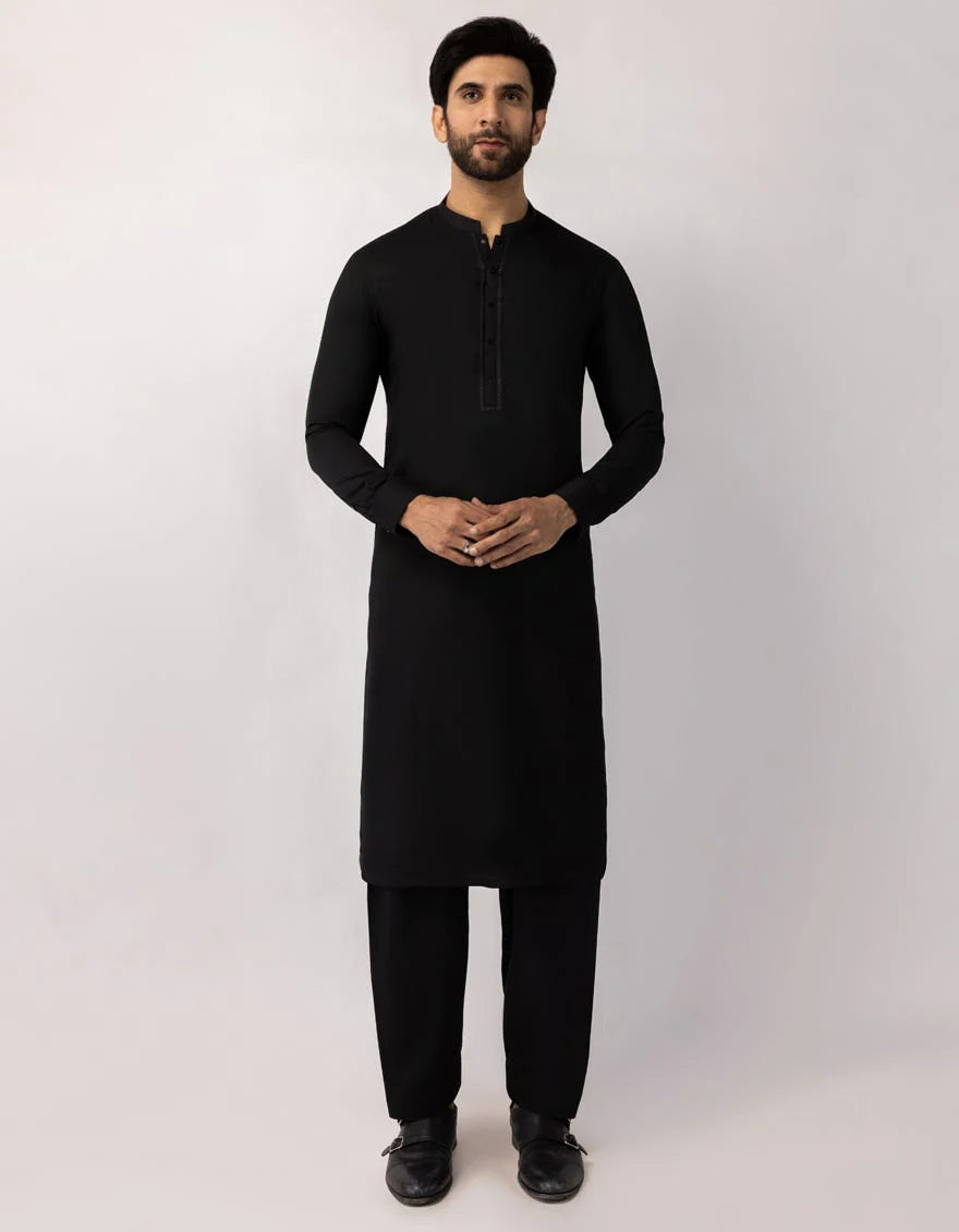 Black Premium Embroidered Kameez Shalwar