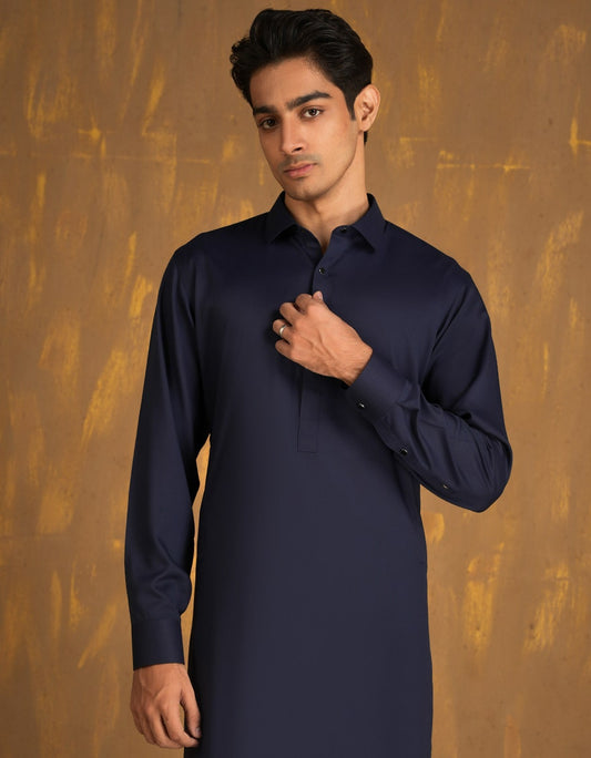 Blue Blended Signature Kameez Shalwar