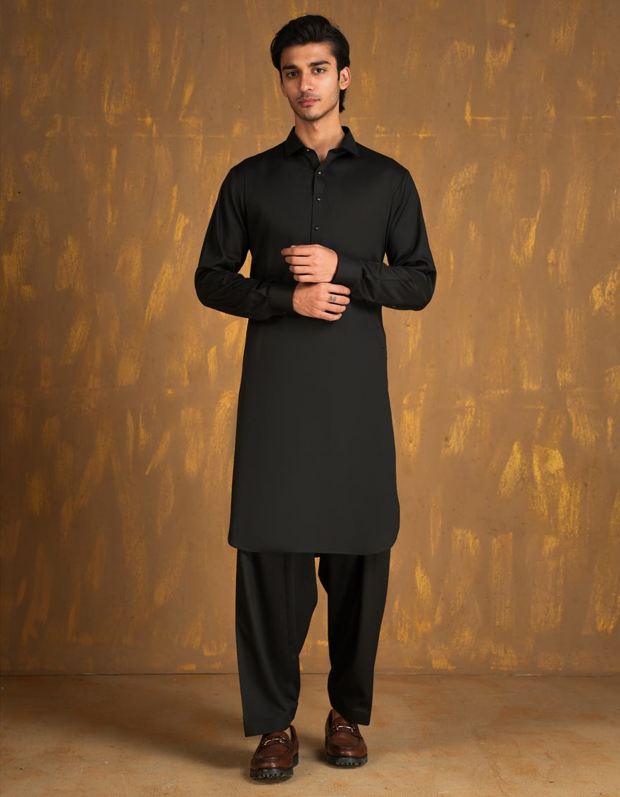 Black Blended Signature Kameez Shalwar