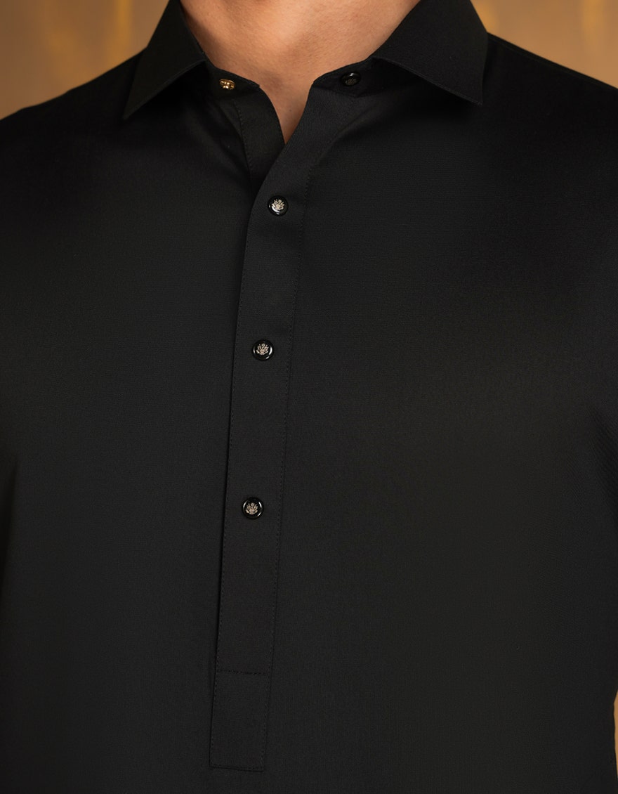 Black Blended Signature Kameez Shalwar