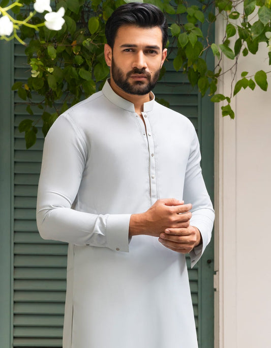 Dull Sky Embroidered Blended Kameez Shalwar