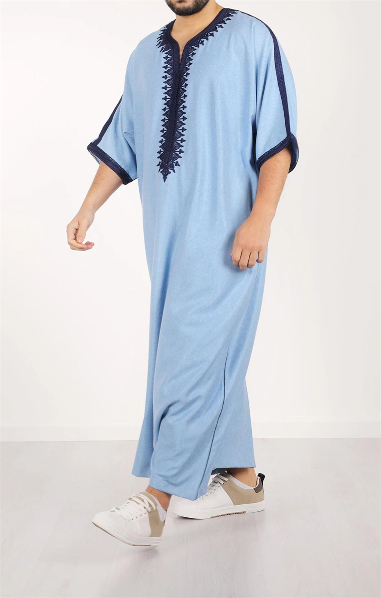Al Turab Sky Blue Moroccan Kandora Thobe S1035